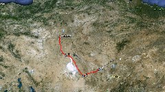 map Turkey; Ankara to Neveshir